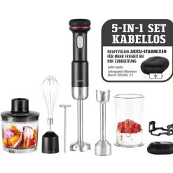 Kabelloser Design Stabmixer Set 5 in 1